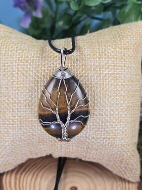 Tiger's Eye Tree of Life Necklace #63